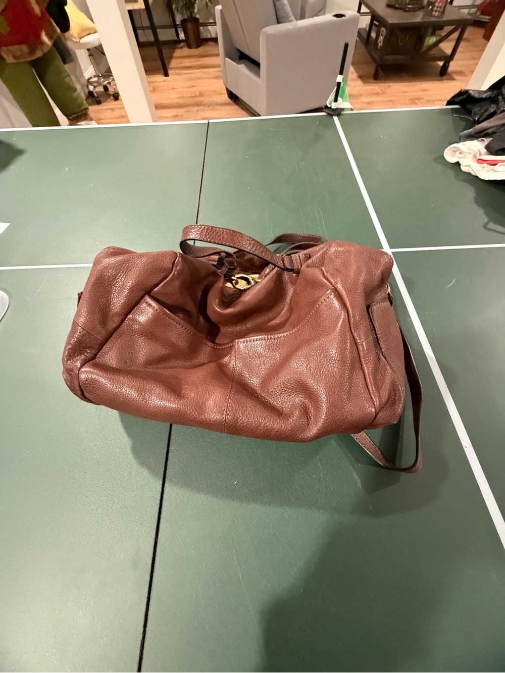 Everyday Pebbled Leather Shoulder Bag in Brown
